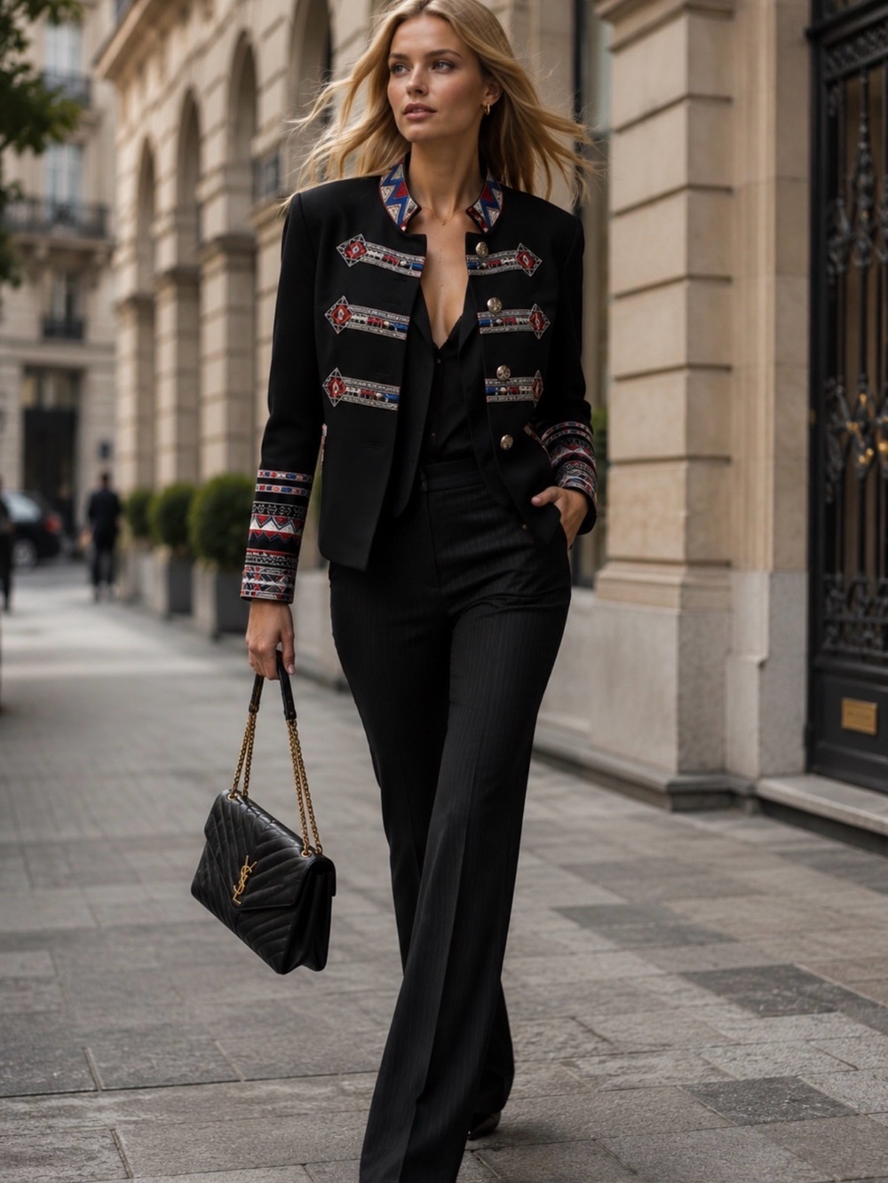 Valentino “Mystery Jane” Embroidered Military Moto Blazer Jacket | Made in Spain